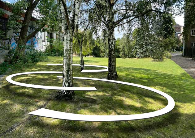 Planetarische Sitzskulptur, Entwurf für Kunst am Bau, Schuldrehscheibe Berlin-Pankow 2023